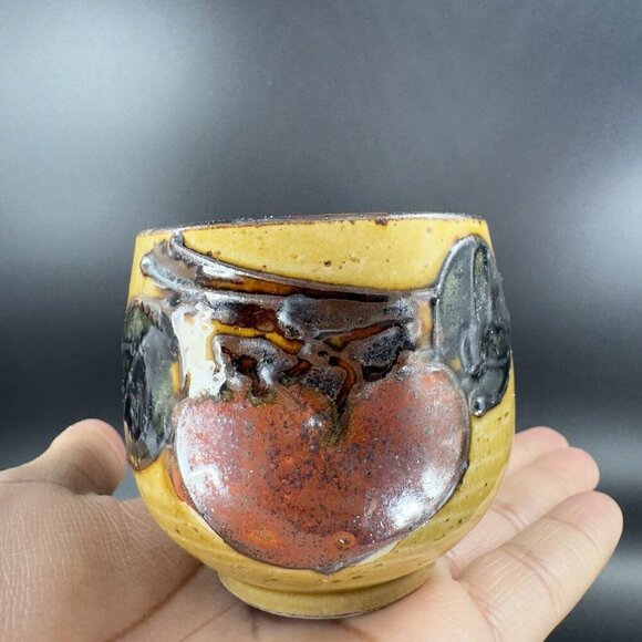 Vintage Japanese Ceramic Porcelain Tea Cup Mug Set 3 With Painted Fruit Speckled - Picture 10 of 16